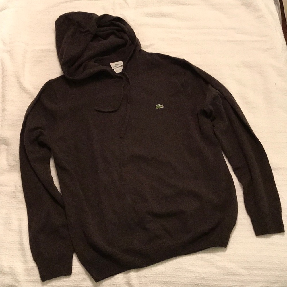 Men’s Lacoste Pure Wool Hooded Sweater. Size M.